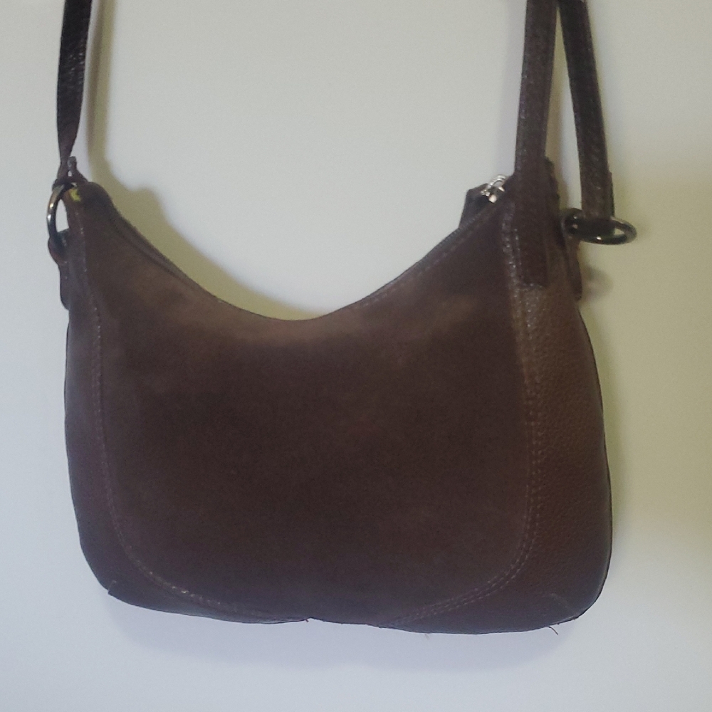 Sharif Studio Leather Brown Embroidered Floral Crossbody Bag - Picture 2 of 14